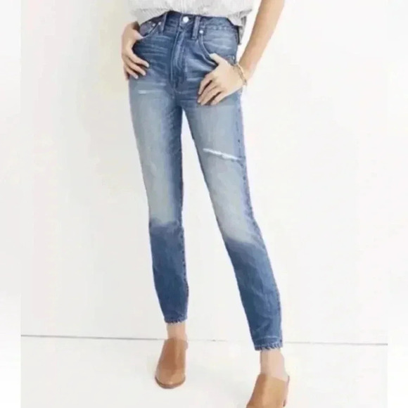 Madewell Women's Size 25 Rigid Skinny Jeans Distressed H5845 High Rise SOLD OUT - Picture 2 of 14